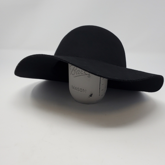 H & M DIVIDED 100% WOOL BLACK HAT FLOPPY FESTIVAL CLASSIC WOMEN SIZE LARGE 58 - Picture 2 of 12